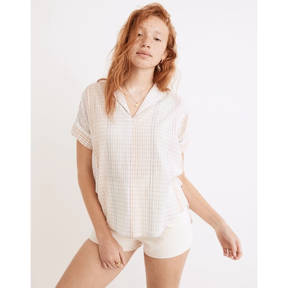 Madewell Lakeline Popover Shirt in Ombré Rainbow Plaid - Picture 4 of 11